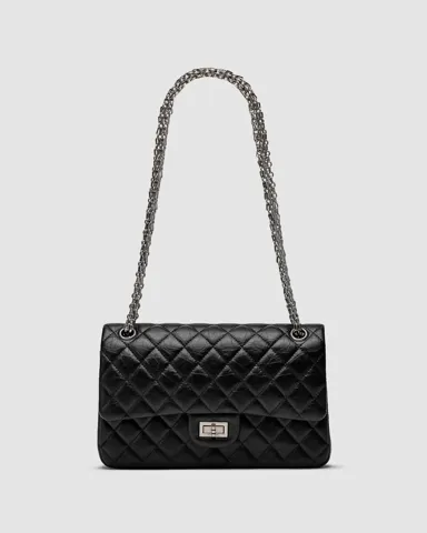 Chanel 2.55 Reissue Double Flap Leather Bag Black/Silver