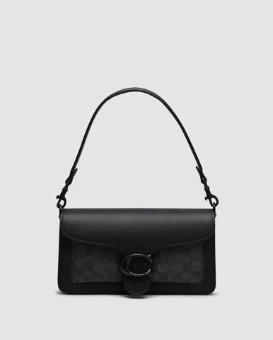 Coach Tabby Black/Grey Shoulder Bag 26 In Signature Canvas