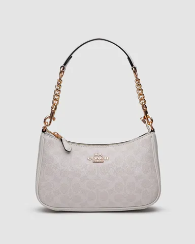 Coach Teri White Shoulder Bag In Signature Canvas