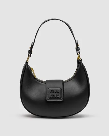Miu Miu Leather Hobo Bag Black/Black