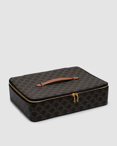 Celine Top Handle Large Toiletry Case in Triomphe Canvas and Calfskin