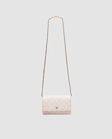 Chanel Classic Wallet on Chain Quilted Caviar Beige/Silver