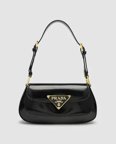 Prada Patent Leather Shoulder Bag Black