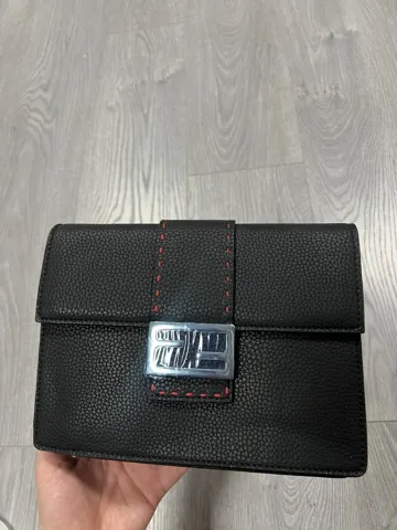 Fendi Flat Baguette Black Leather Bag