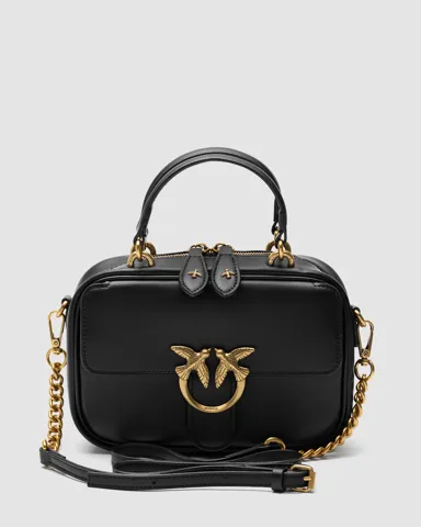 Pinko Square Simply Mini Calfskin Bag Black