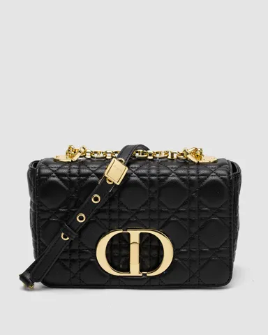 Christian Dior Small Dior Caro Bag Black Supple Cannage Calfskin
