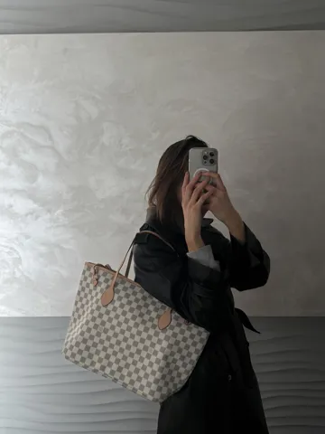 Louis Vuitton Neverfull MM Damier Azur Rose Beige [брендована коробка]