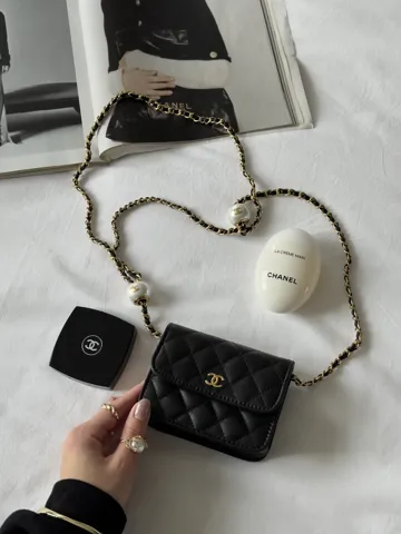 Chanel Calfskin Quilted Perfect Fit Wallet On Chain Mini Black Магнітна Коробка
